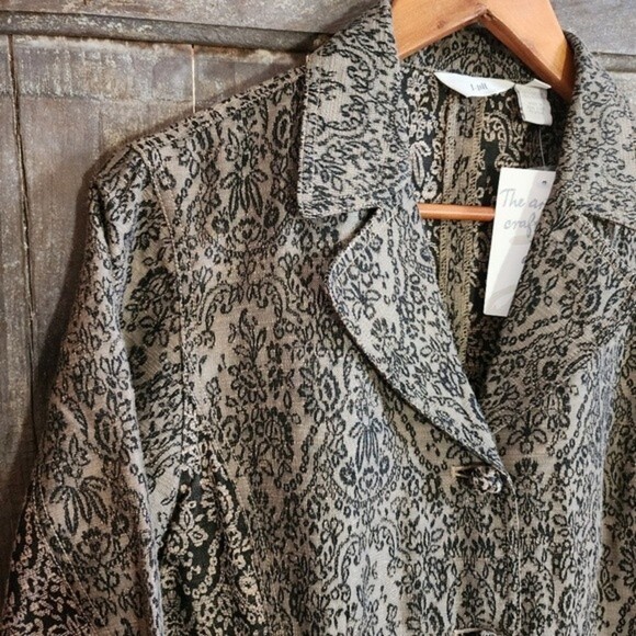 J Jill Brown Floral Lace Print Tapestry Blazer Size 8 - Picture 3 of 9